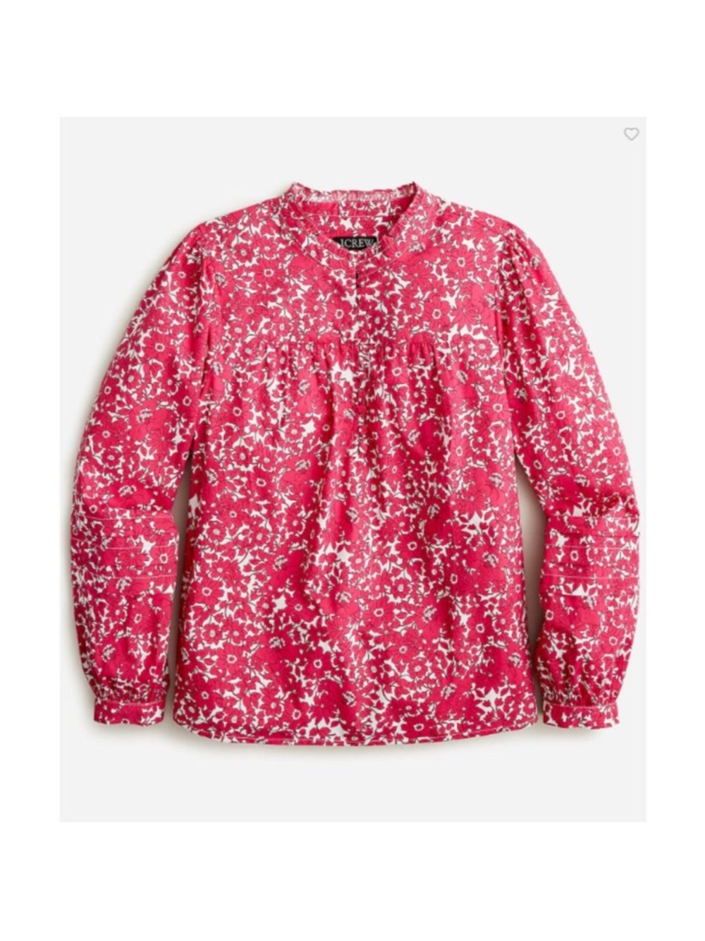 J. Crew Button Front Ruffle Neck Popover Blouse Blushing Meadow Size M NWT
